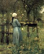William Stott of Oldham A Girl in a  Meadow Sweden oil painting artist